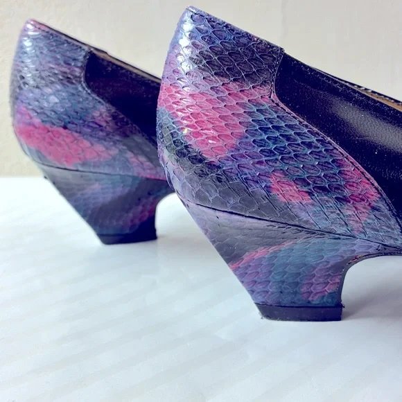 A J Valenci Pumps Leather & Snakeskin 7W - Picture 8 of 8